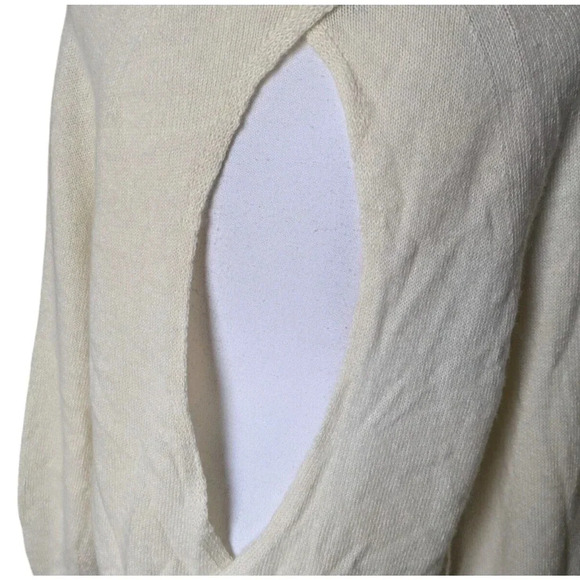 Naadam Ivory Open Back Crewneck Pullover Sweater Size Small Cashmere Linen Blend - Picture 6 of 6